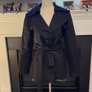 ✨ Elena Solano Black Textured Belted Jacket | Small ✨
